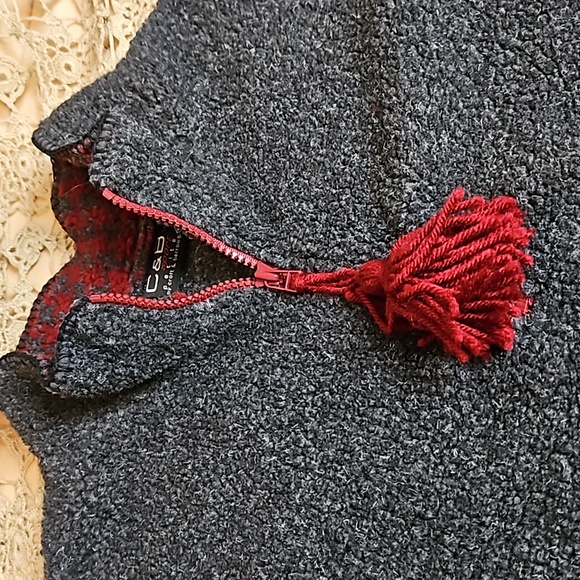 Vintage C&B Sport by Croft & Barrow Gray Fleece Pullover Christmas Jacket - Picture 4 of 12